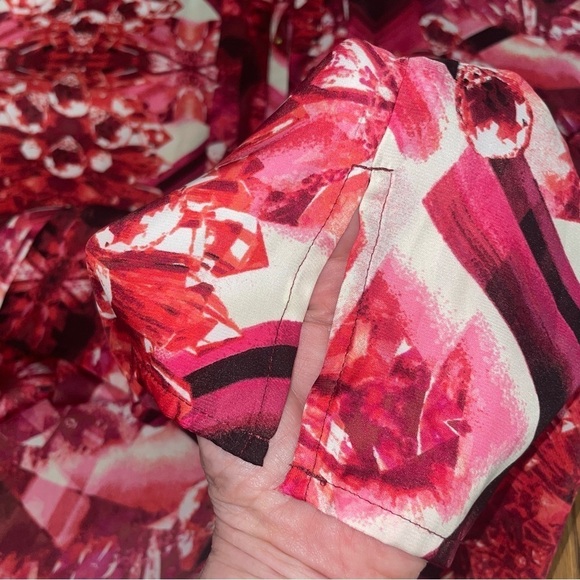 LYS Button-Down Blouse 3X Pink/Red/White/Black – Accordion Front, 3/4 Sleeves - Picture 6 of 12